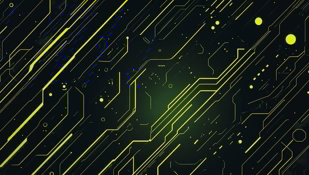 Abstract digital circuitry design with green and black lines. photo