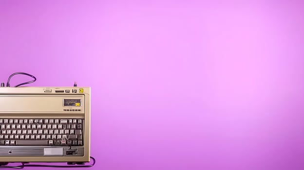 Vintage typewriter on a vibrant purple background, evoking nostalgia and creativity photo