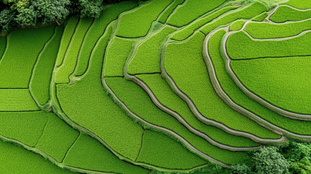 Aerial view of rice terraces in thailand photo