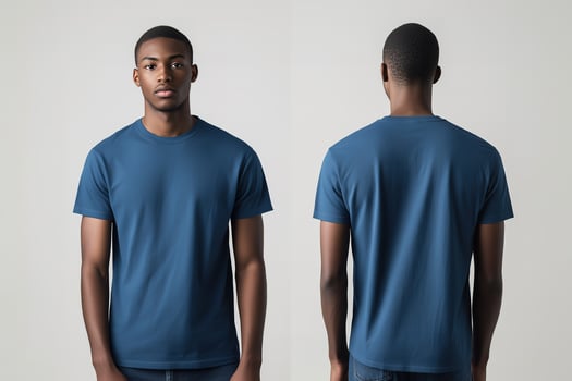 Stylish Blue Tee For Men Front And Back View photo