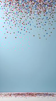 A vibrant Presidents Day backdrop with gently falling red, white, and blue confetti, leaving room for text. photo