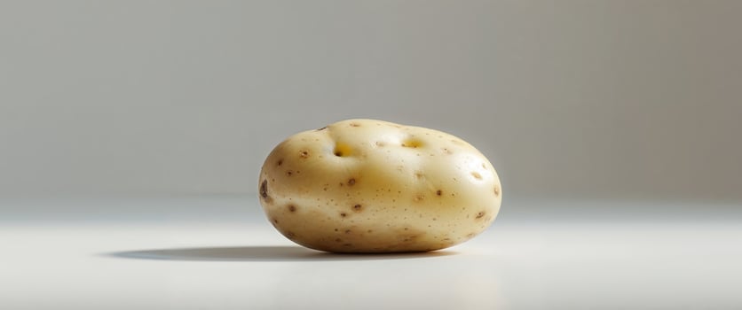 A potato is sitting on a white surface photo