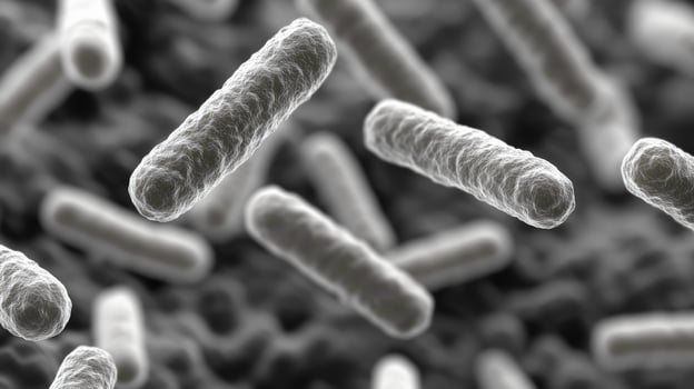 Microscopic view of bacteria, cylindrical shapes under high magnification photo