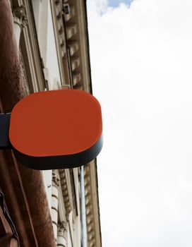 business logo in building. photo