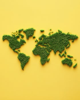 Grass Map against Yellow Background photo