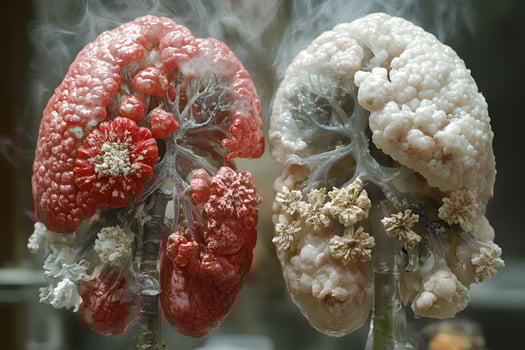 Comparative Study of Healthy and Diseased Lungs for Medical Illustration and Education photo
