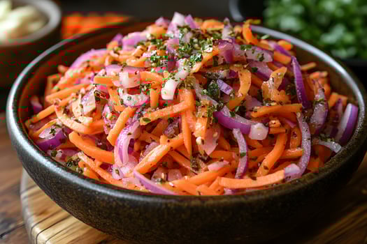 Fresh and Vibrant Carrot Salad with Red Onions and Herbs for a Healthy Meal photo
