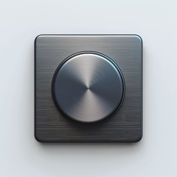 Close-up of a modern metallic control knob on a sleek surface. photo