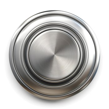 Close-up of a shiny, metallic round plate showcasing a series of elegant concentric circles. photo