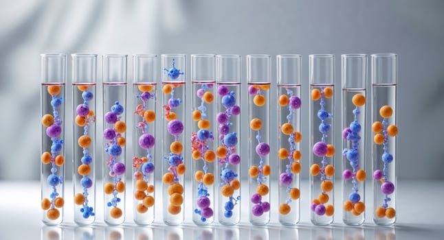 Colorful Molecular Models in Test Tubes - Scientific Research photo