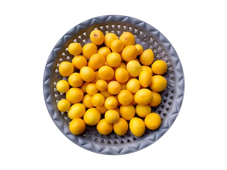 Lemons in the basket isolated on white background photo