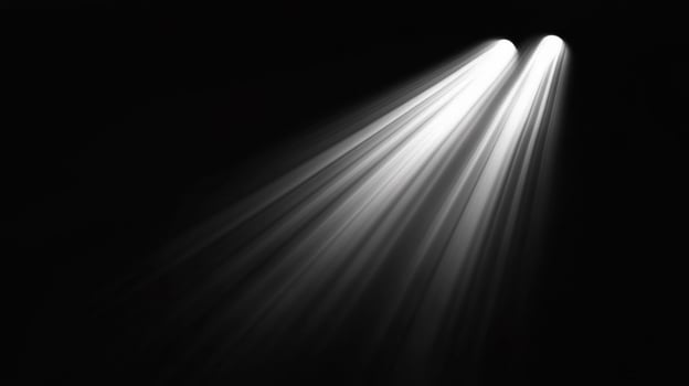 Two beams of light illuminate a dark space, casting long, elegant rays. Striking visual with a captivating contrast of light and shadow. photo