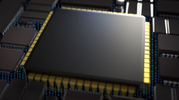 IC on PCB Board for IT or Technology . photo