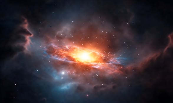 Vibrant nebula with bright core, cosmic dust and stars. photo