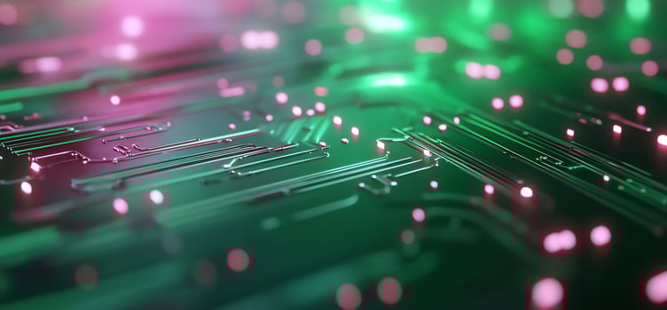 Glowing Circuit Board Closeup. photo