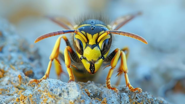 close-up of a yellow wasp photo