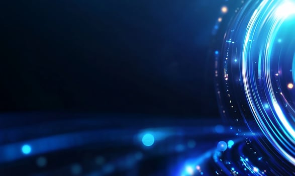 Abstract blue glowing light circles and particles. photo