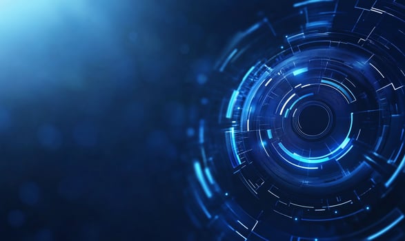 Abstract glowing blue technology circles. photo