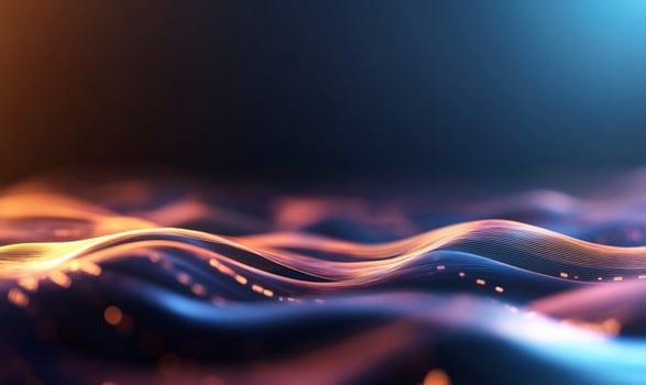Abstract wavy background with glowing particles. photo
