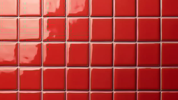 Grid of Glossy Red Ceramic Square Tiles photo