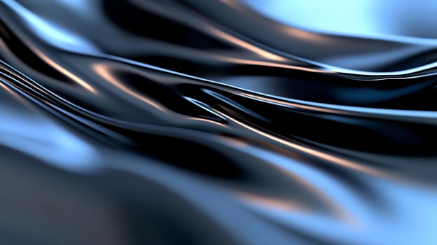 Abstract blue and black silky fabric waves. photo