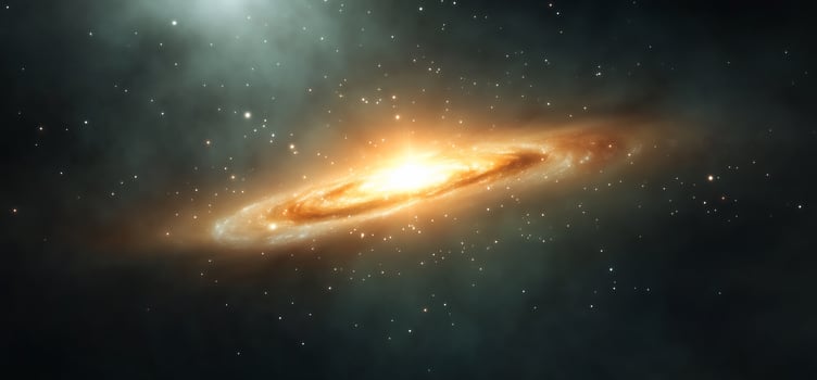 Bright spiral galaxy in deep space. photo