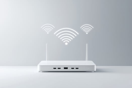 Modern wi-fi router with signal indicators on a minimalist background photo
