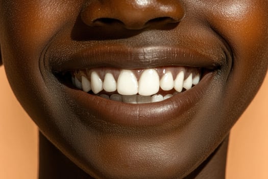 Close up of a womans smile with perfect white teeth photo