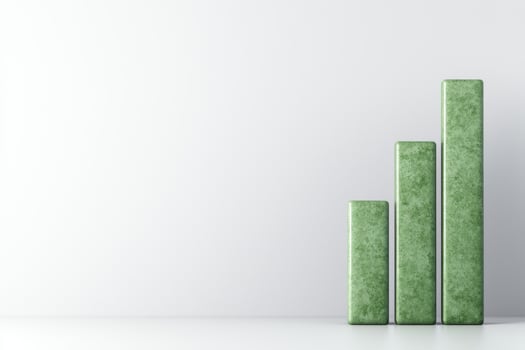 Green bar graph showing growth and success photo