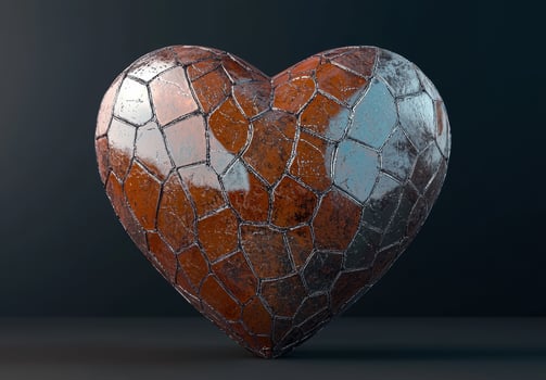 A heart made of cracked stone photo