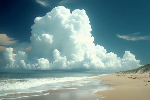 Majestic Cloud Formation Over Serene Sandy Beach Perfect for Nature and Landscape Design photo