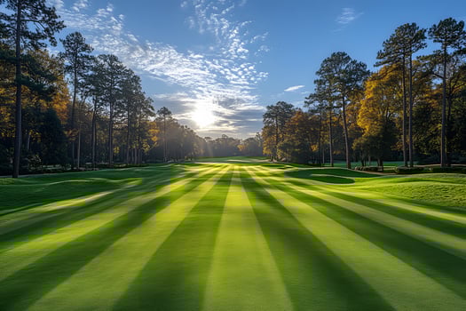 Majestic Sunrise Over a Pristine Golf Course with Lush Green Fairways photo