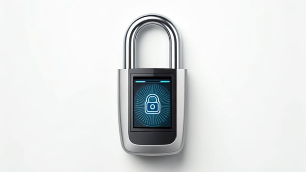 Modern digital padlock with biometric security for enhanced protection. photo