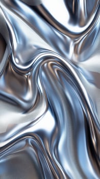 Shiny metallic fabric draped elegantly, reflecting light and showcasing smooth contours and textures in a playful manner photo