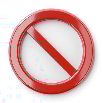 A bold red prohibition symbol on a clean white background, representing a clear no-entry message. photo