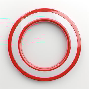 A glossy red and white circular frame, giving a modern and clean look. photo
