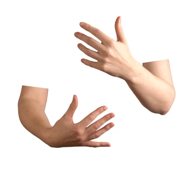 Female hands gently embracing, fingers clasped together in a soft hugging gesture. Symbolizing photo