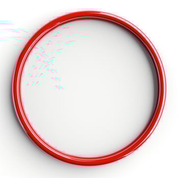 A vibrant red circular frame against a clean white background, adding a contemporary touch to any space. photo