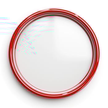 A sleek, glossy red circular frame with a smooth white interior, perfect for displaying artwork or photographs. photo