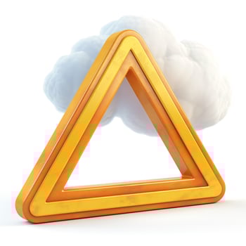 A vibrant 3D orange triangle frame with soft clouds in the background, creating a whimsical and imaginative atmosphere. photo