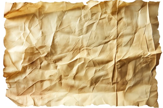 A close-up of crumpled, aged paper with warm tones, creating an antique and textured appearance. photo