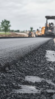 Closeup asphalt at the road under construction photo