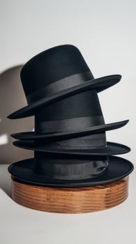 Three black hats stacked on top of each other photo
