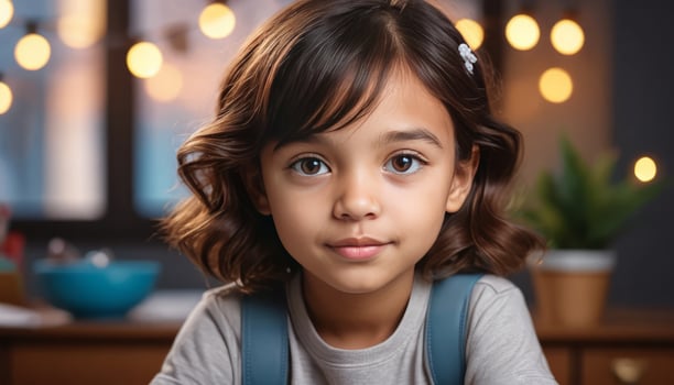 Close Up Portrait of a Young Girl with Snowflakes in Her Hair photo