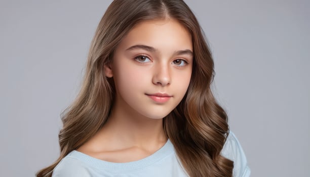 Portrait of a Teen Girl with Wavy Brown Hair photo