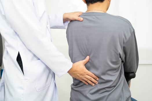 Physical therapy, Asian therapist doctor treat perform pain photo