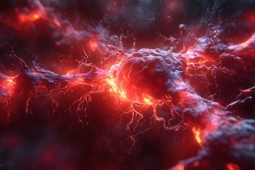 Futuristic Neural Network Visualized in Vivid Red and Black Sci-Fi Art photo