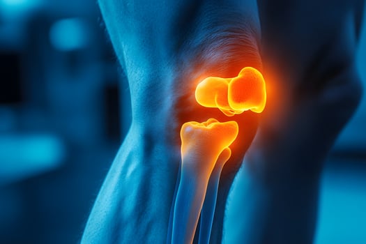 Human Knee Anatomy with Highlighted Bones and Joints for Medical Study photo