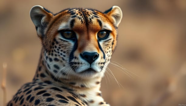 A close up of a cheetah looking at the camera photo
