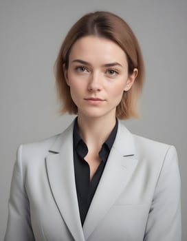 Young British professional in a business suit, radiating confidence and approachability photo